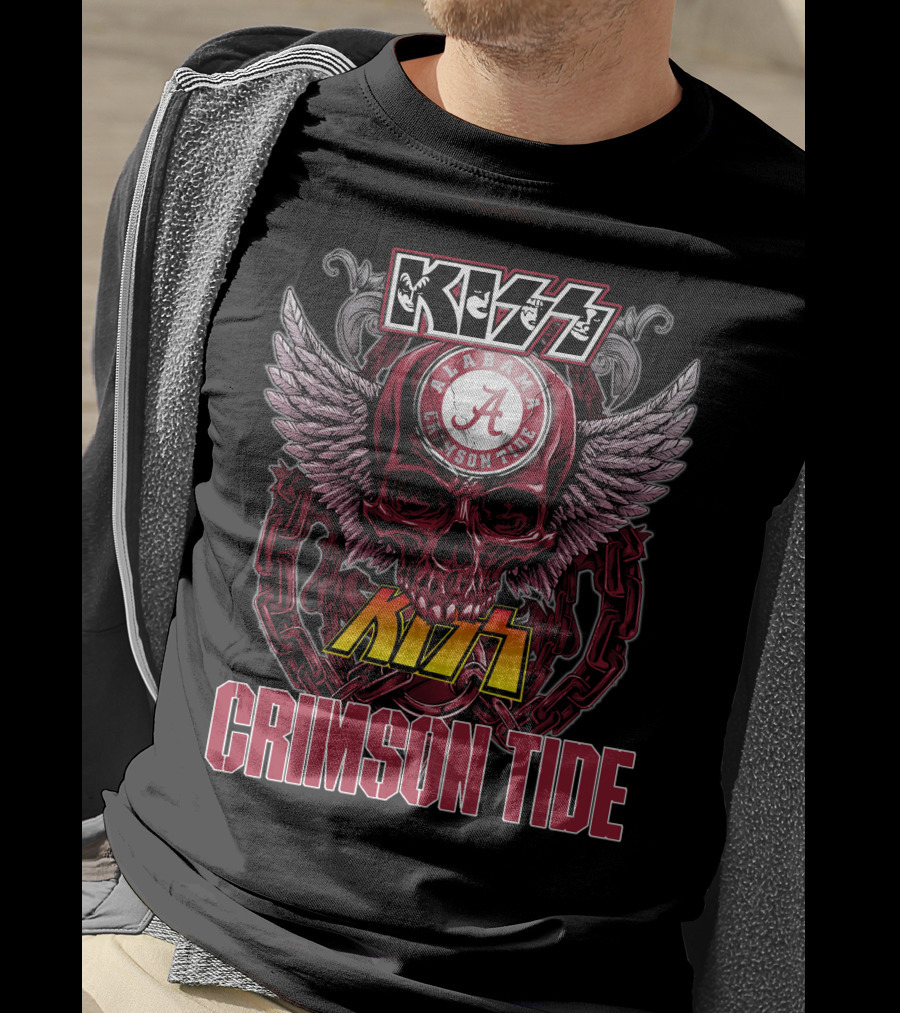 Kiss Alabama Crimson Tide Skull Wings Chain T-Shirt