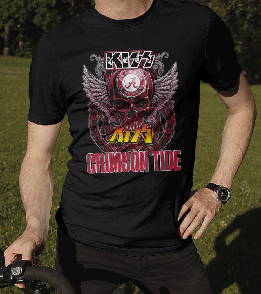 Kiss Alabama Crimson Tide Skull Wings Chain T-Shirt