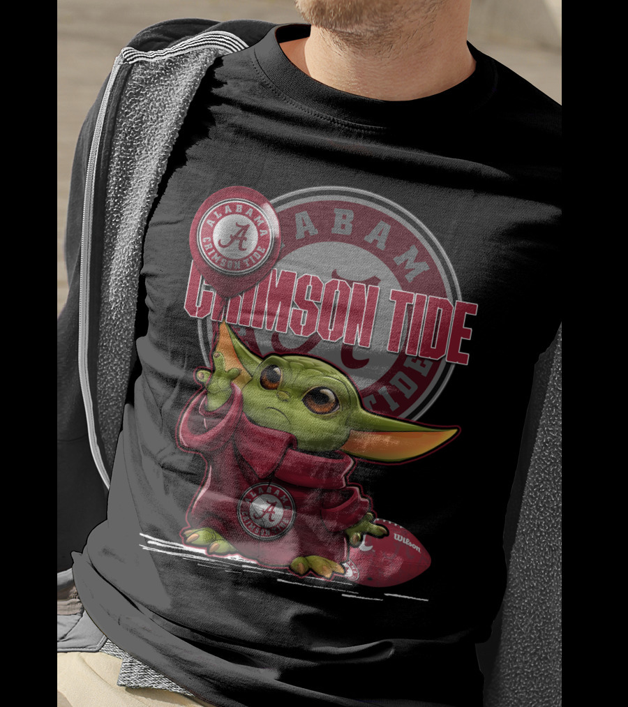 Yoda Alabama Crimson Tide Football Character With Team T-Shirt