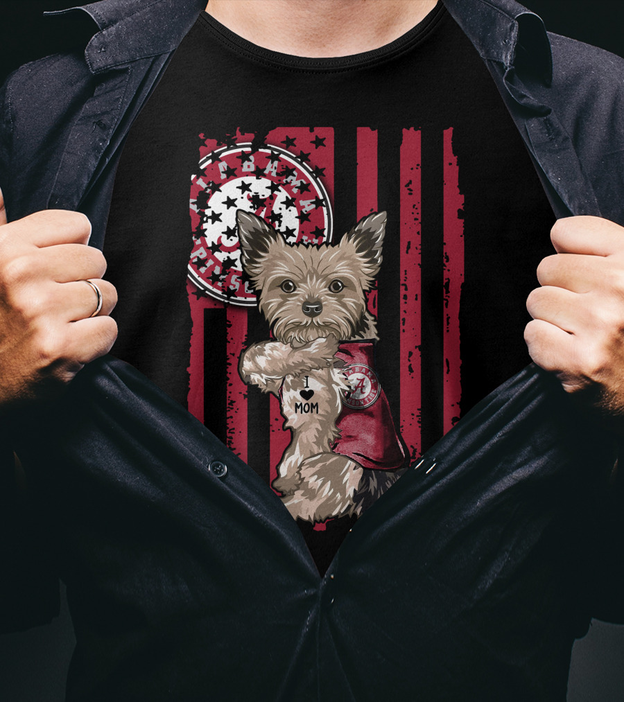 Yorkshire Terrier I Love Mom Alabama Crimson Tide T-Shirt