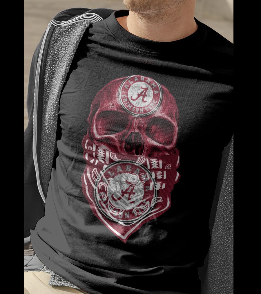 Skull Alabama Crimson Tide Bandana T-Shirt