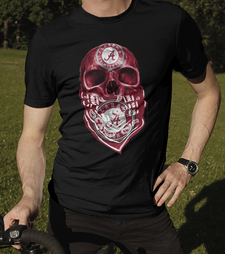 Skull Alabama Crimson Tide Bandana T-Shirt