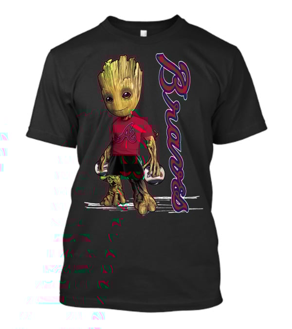 Groot Atlanta Braves Baseball Team Character Crossover T-Shirt