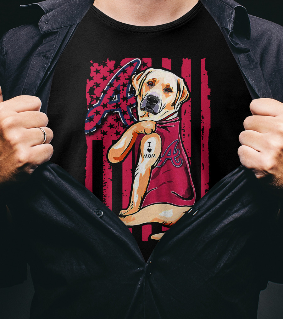 Atlanta Braves Labrador Retriever I Love Mom Baseball T-Shirt
