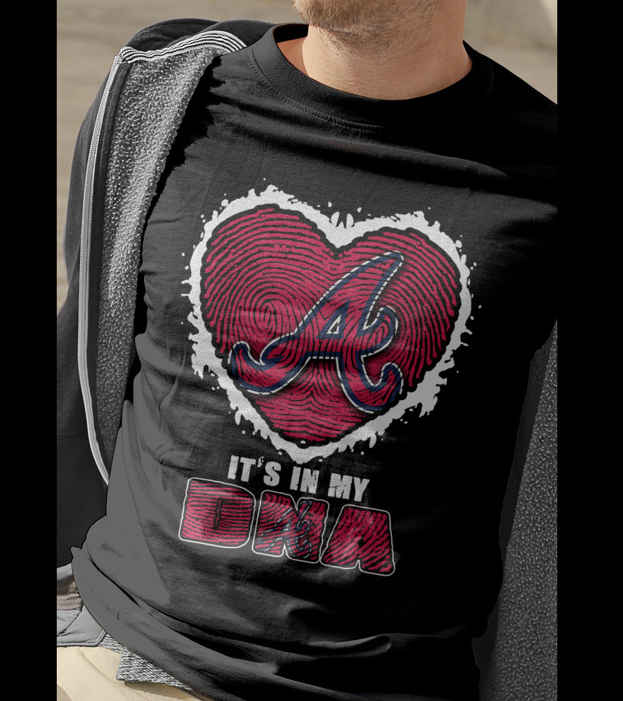 It's In My DNA Atlanta Braves Heart Fingerprint T-Shirt