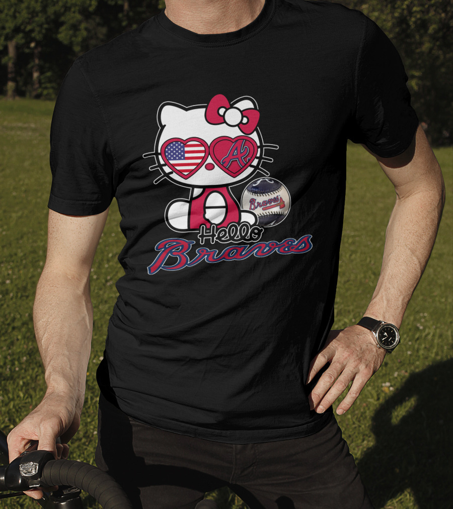 Hello Kitty Braves Patriotic Heart Baseball T-Shirt