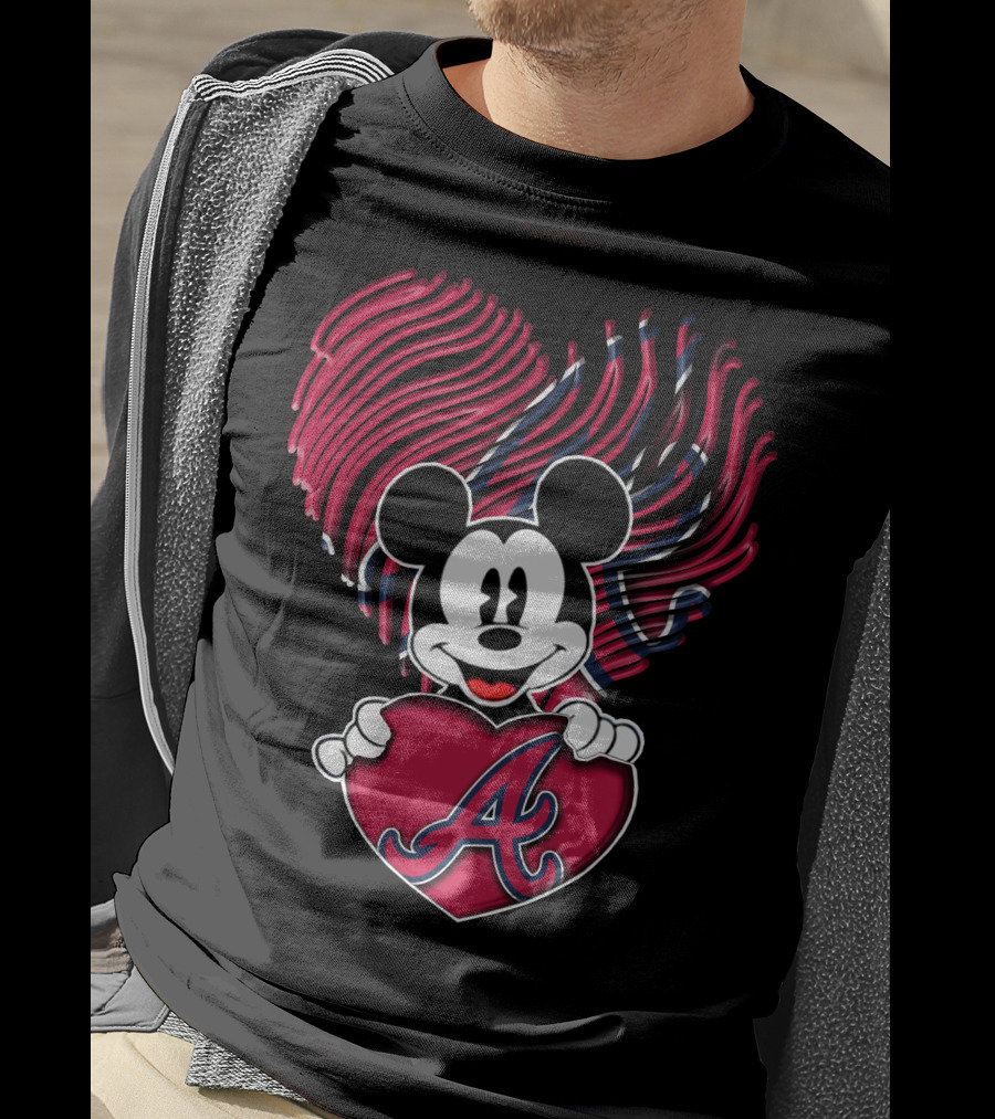 Mickey Mouse Atlanta Braves Heart T-Shirt