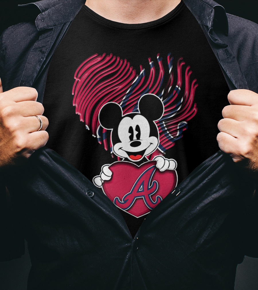 Mickey Mouse Atlanta Braves Heart T-Shirt