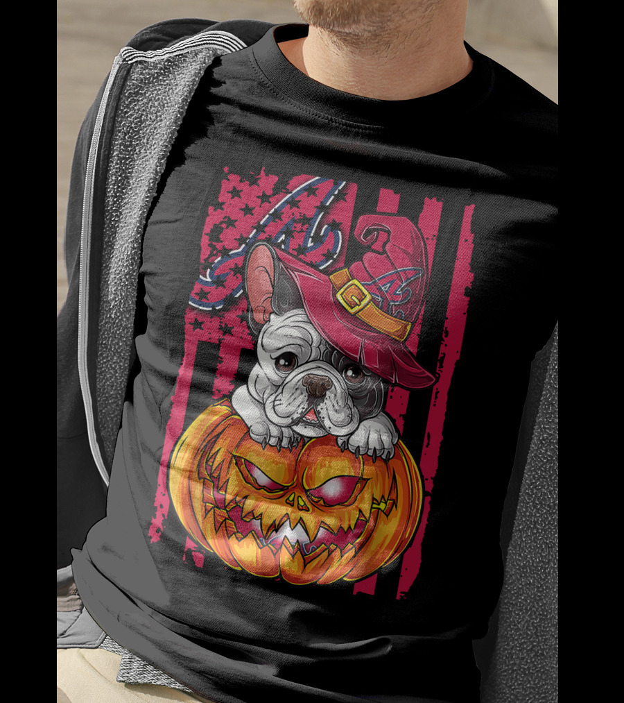 Atlanta Braves Halloween Bulldog Pumpkin T-Shirt