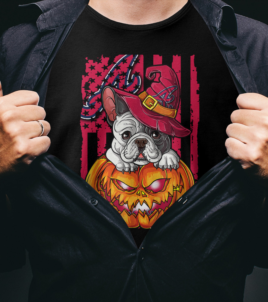 Atlanta Braves Halloween Bulldog Pumpkin T-Shirt