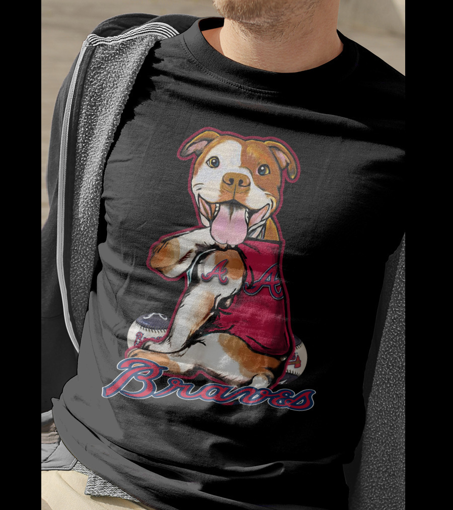 Atlanta Braves Pitbull Baseball Paw Fans T-Shirt