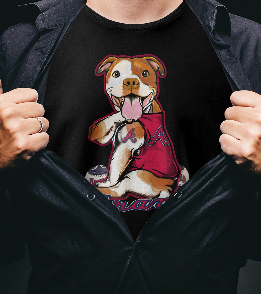 Atlanta Braves Pitbull Baseball Paw Fans T-Shirt