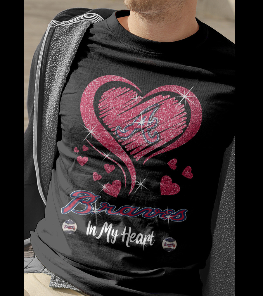 Braves In My Heart Sparkling Heart T-Shirt