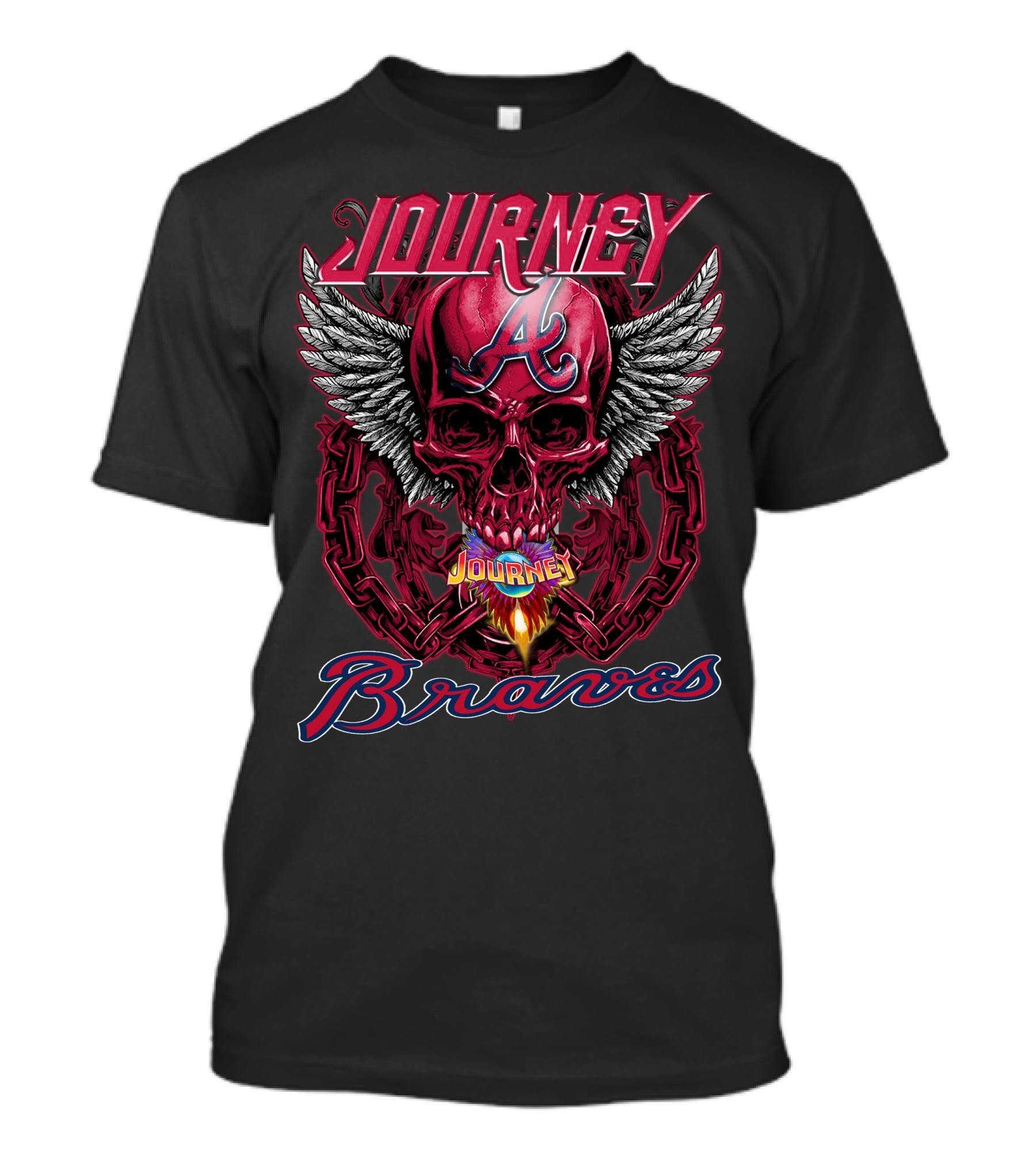 Journey Atlanta Braves Skull Wings T-Shirt