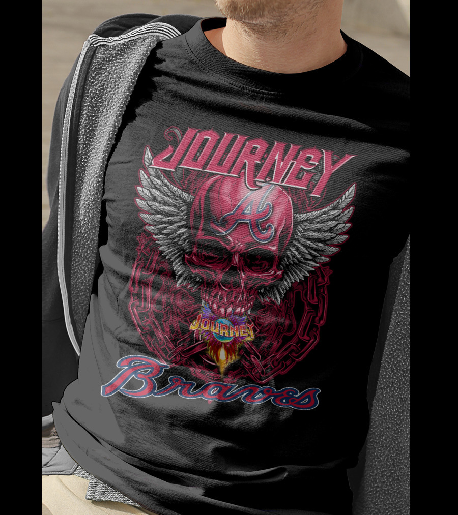 Journey Atlanta Braves Skull Wings T-Shirt
