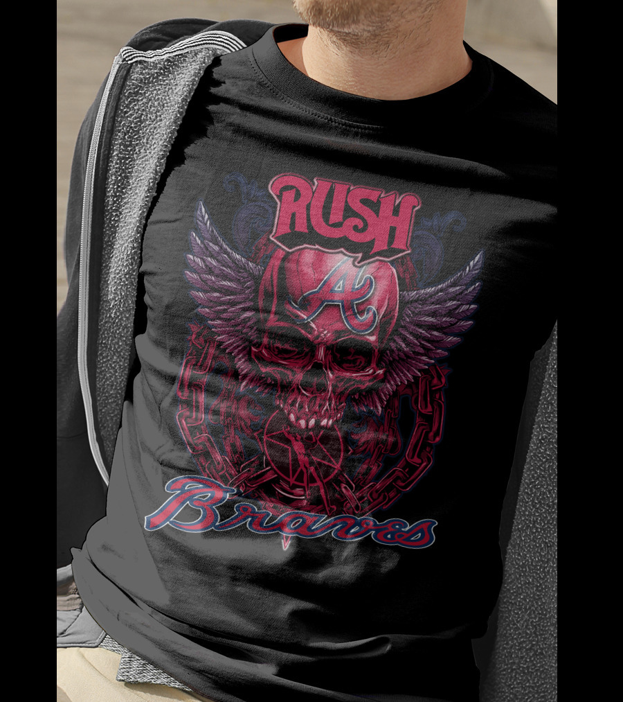 Rush Braves Atlanta Skull With Wings And Chains T-Shirt
