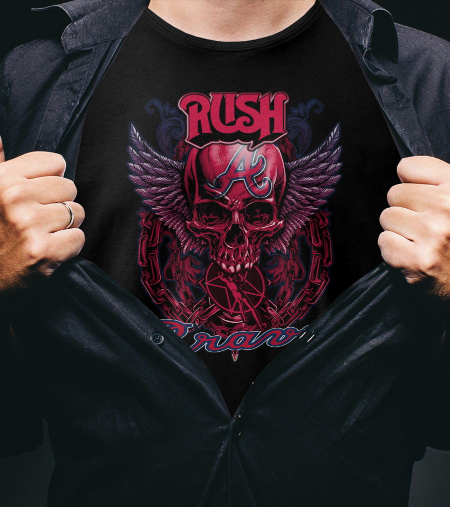 Rush Braves Atlanta Skull With Wings And Chains T-Shirt