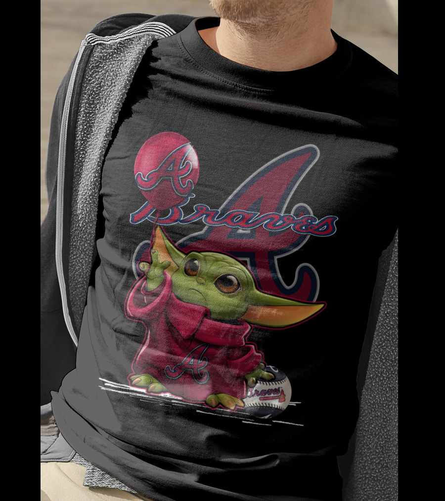 Yoda Braves Baseball Balloon Fan Art Baby Alien T-Shirt