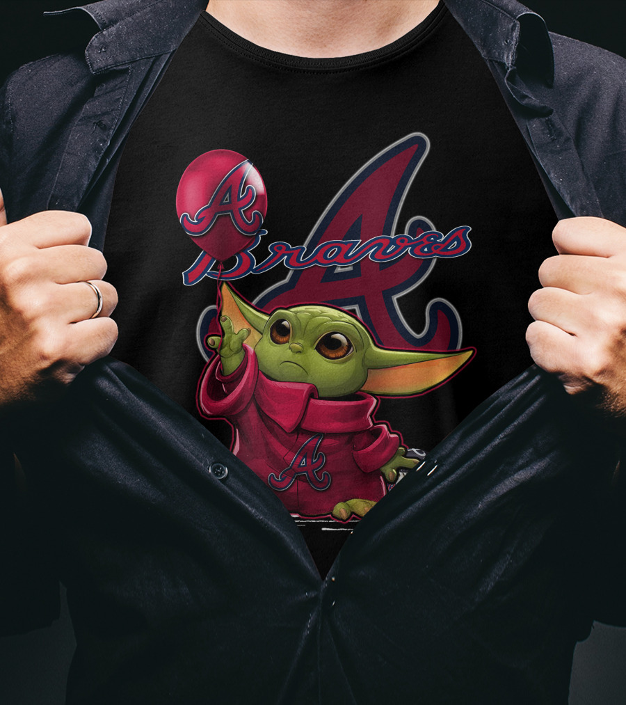 Yoda Braves Baseball Balloon Fan Art Baby Alien T-Shirt