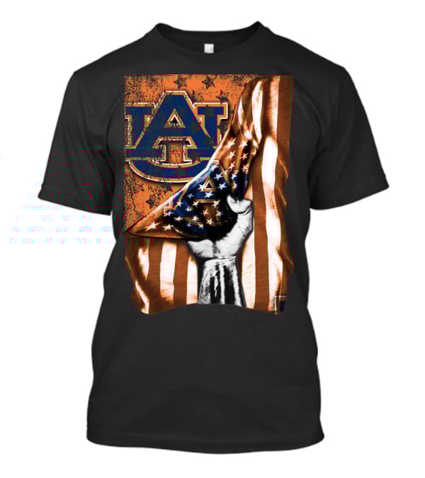 Auburn Tigers American Flag Design With Hand T-Shirt