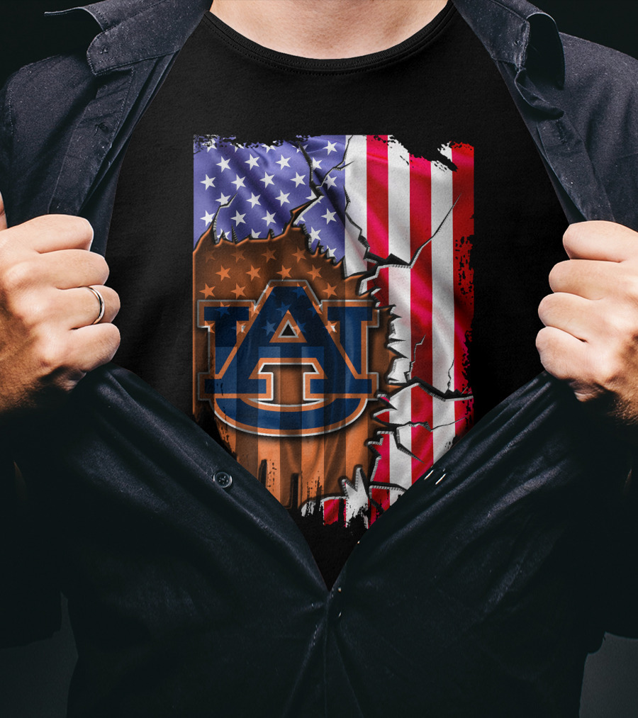 Flag V2 Auburn Tigers American Flag Vintage Style T-Shirt