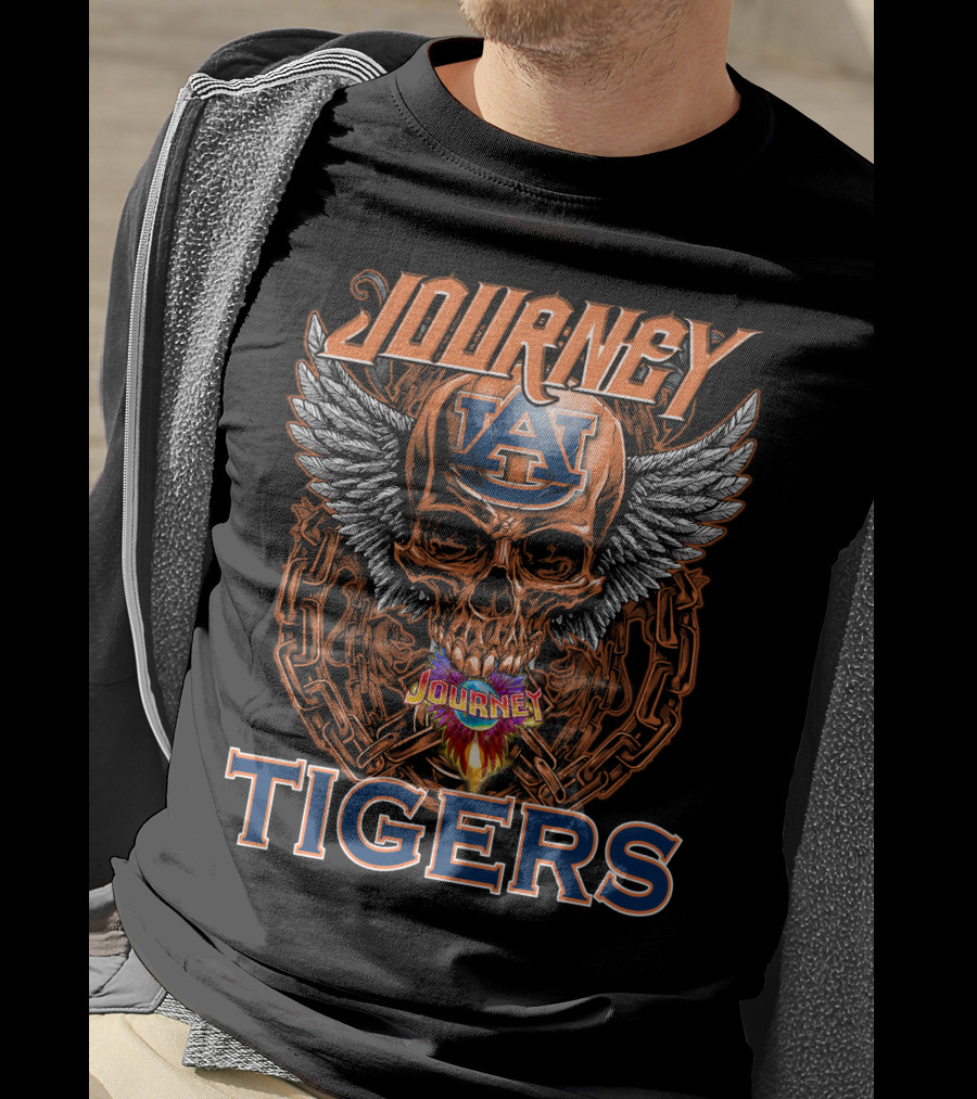 Journey Auburn Tigers Skull Wings T-Shirt