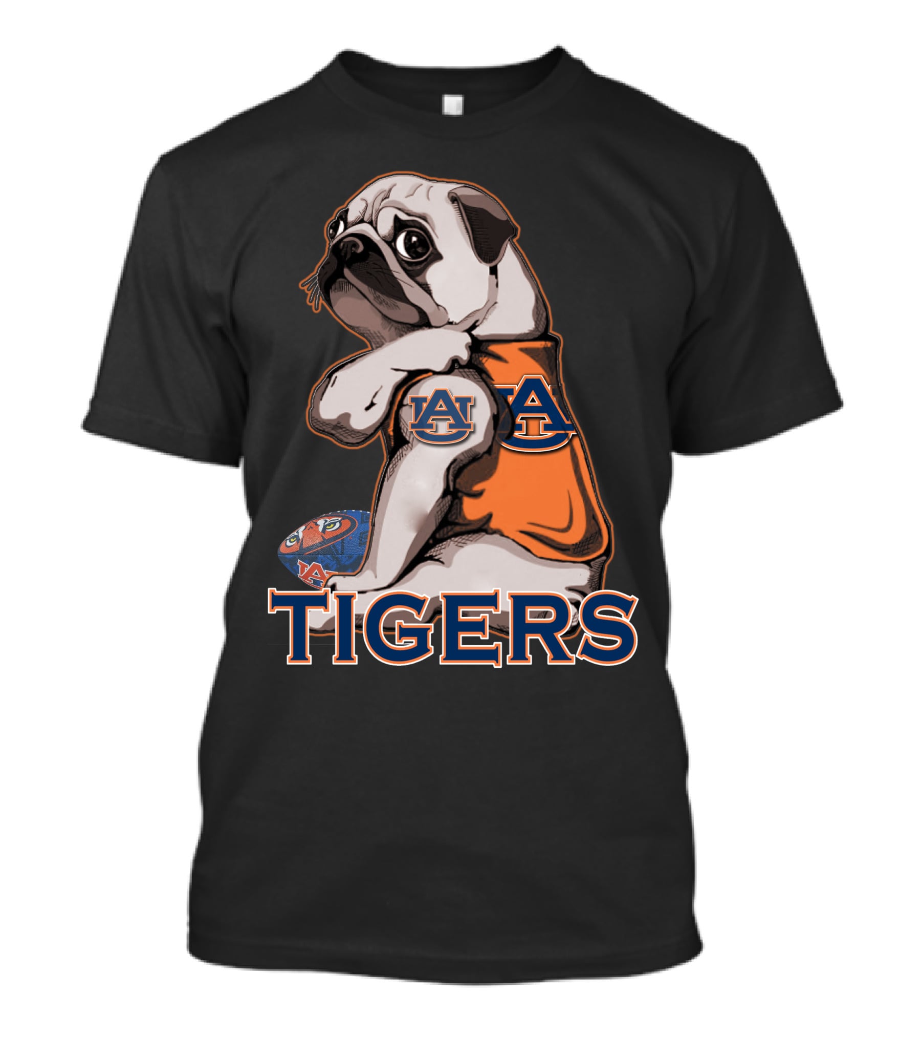 Pug Auburn Tigers Ua Football Fan Gear T-Shirt