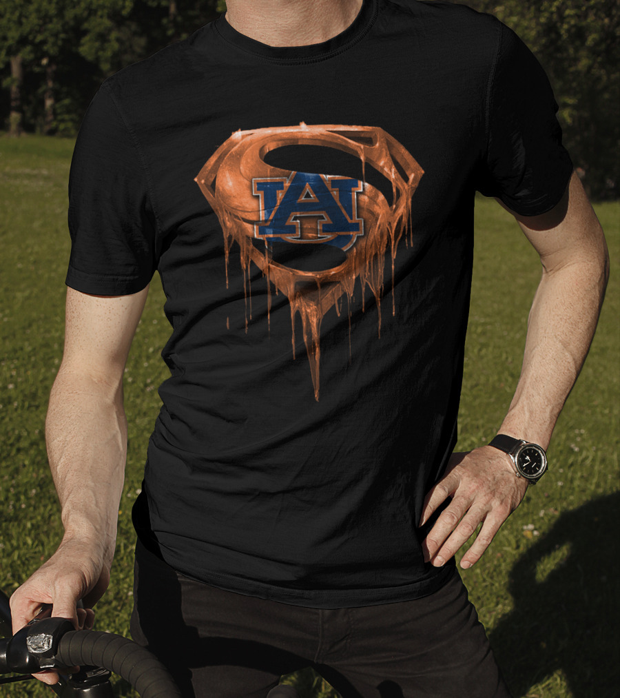 Auburn Tigers Au Logo Dripping Superhero Shield T-Shirt