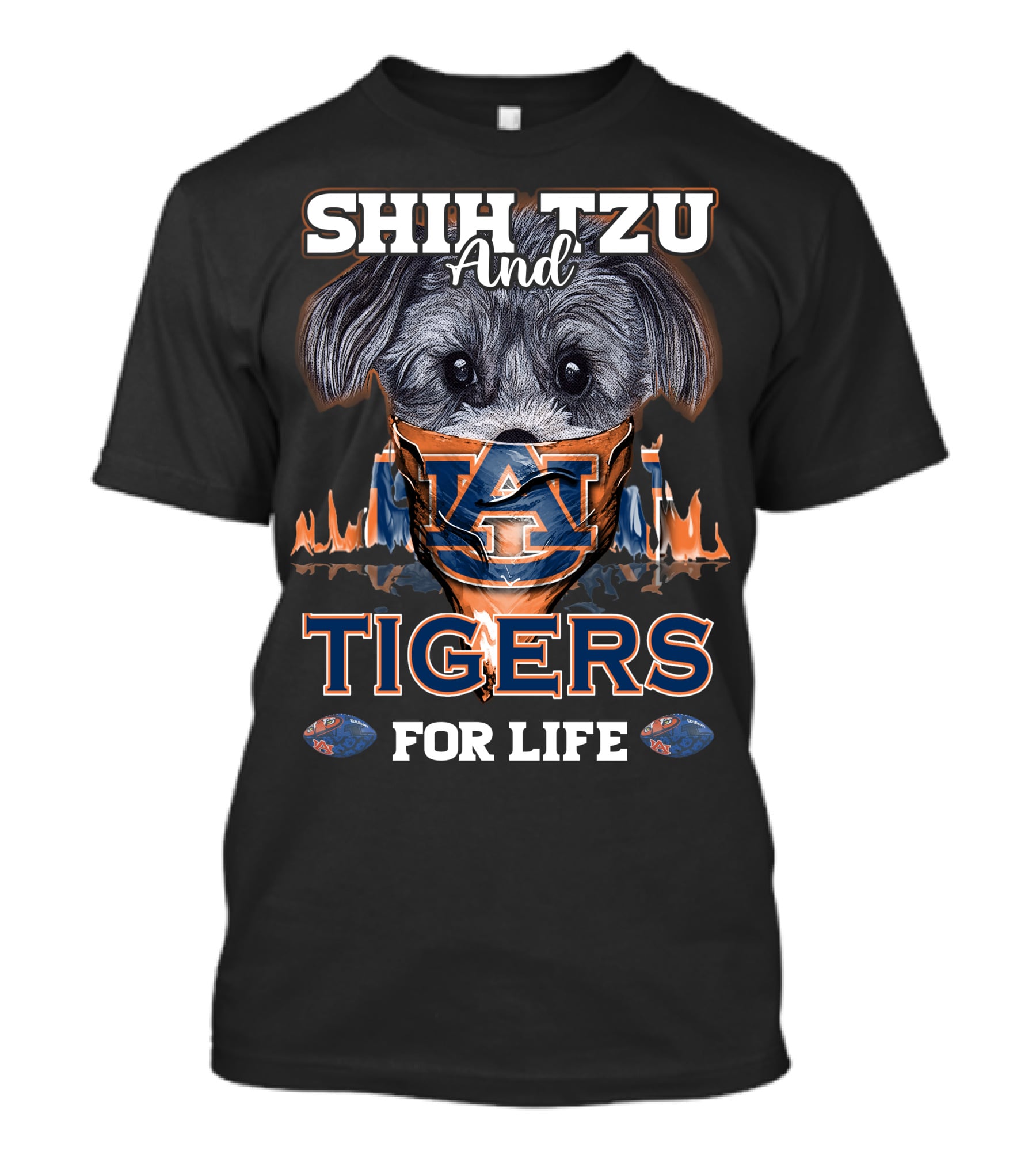 Shih Tzu And Auburn Tigers For Life T-Shirt