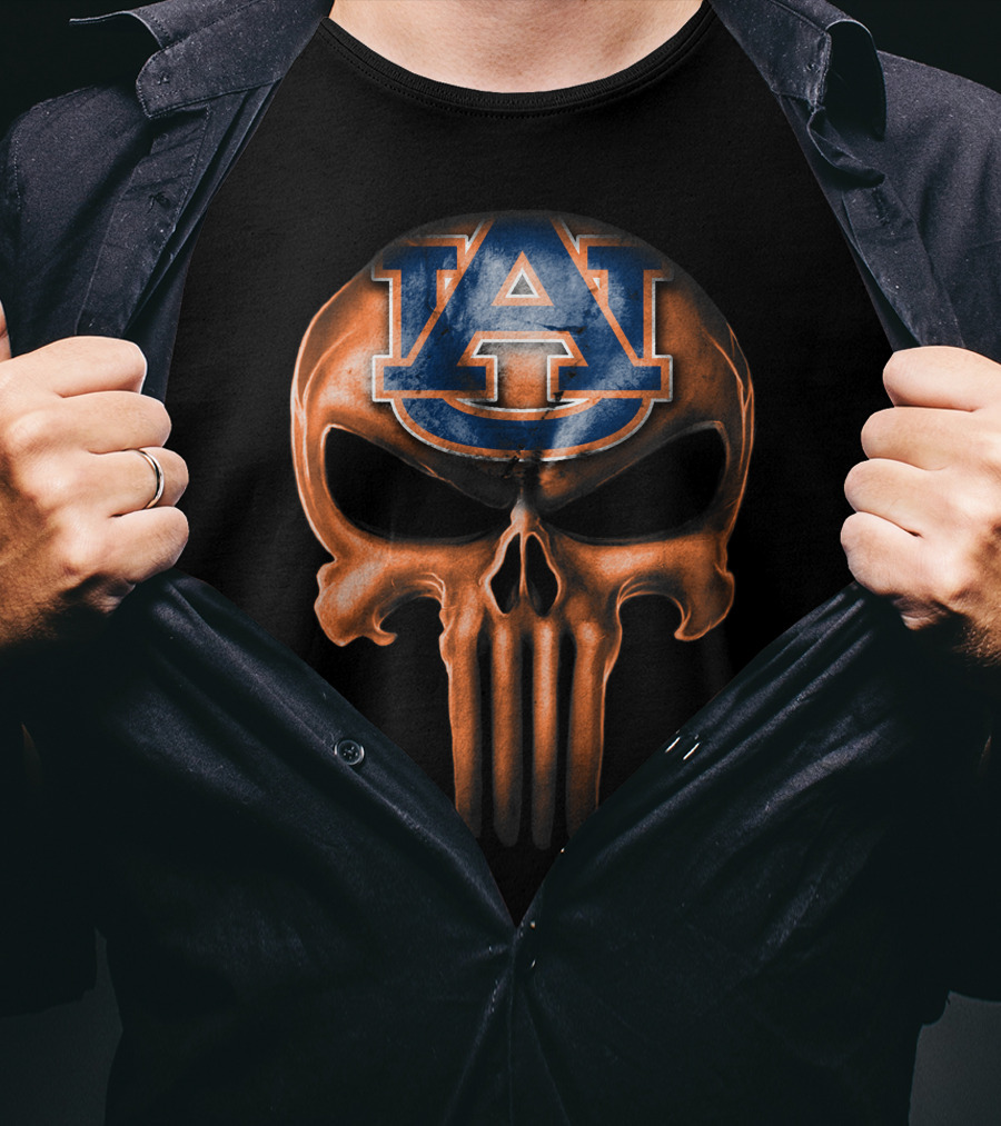 Skull Auburn Tigers Punisher T-Shirt