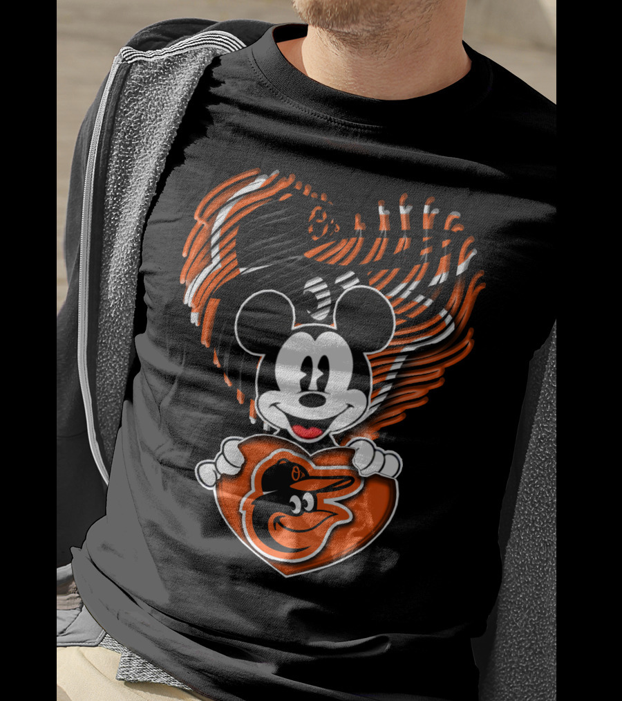 Mickey Mouse Heart Hands Baltimore Orioles T-Shirt