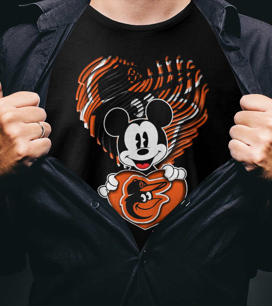 Mickey Mouse Heart Hands Baltimore Orioles T-Shirt