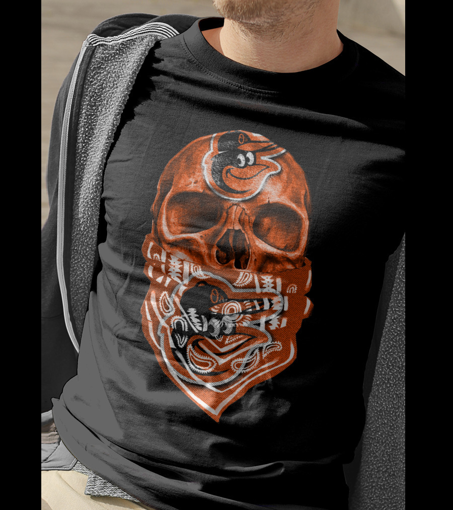 Skull Bandana V5 Baltimore Orioles T-Shirt