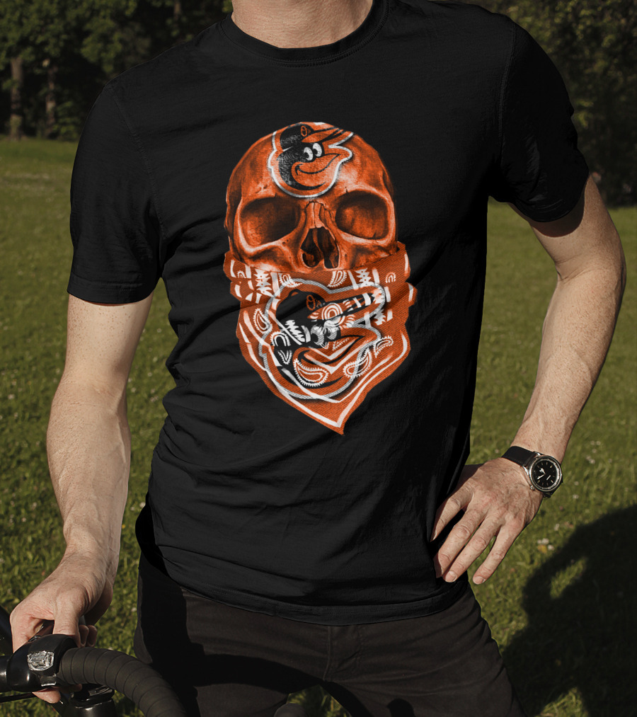 Skull Bandana V5 Baltimore Orioles T-Shirt