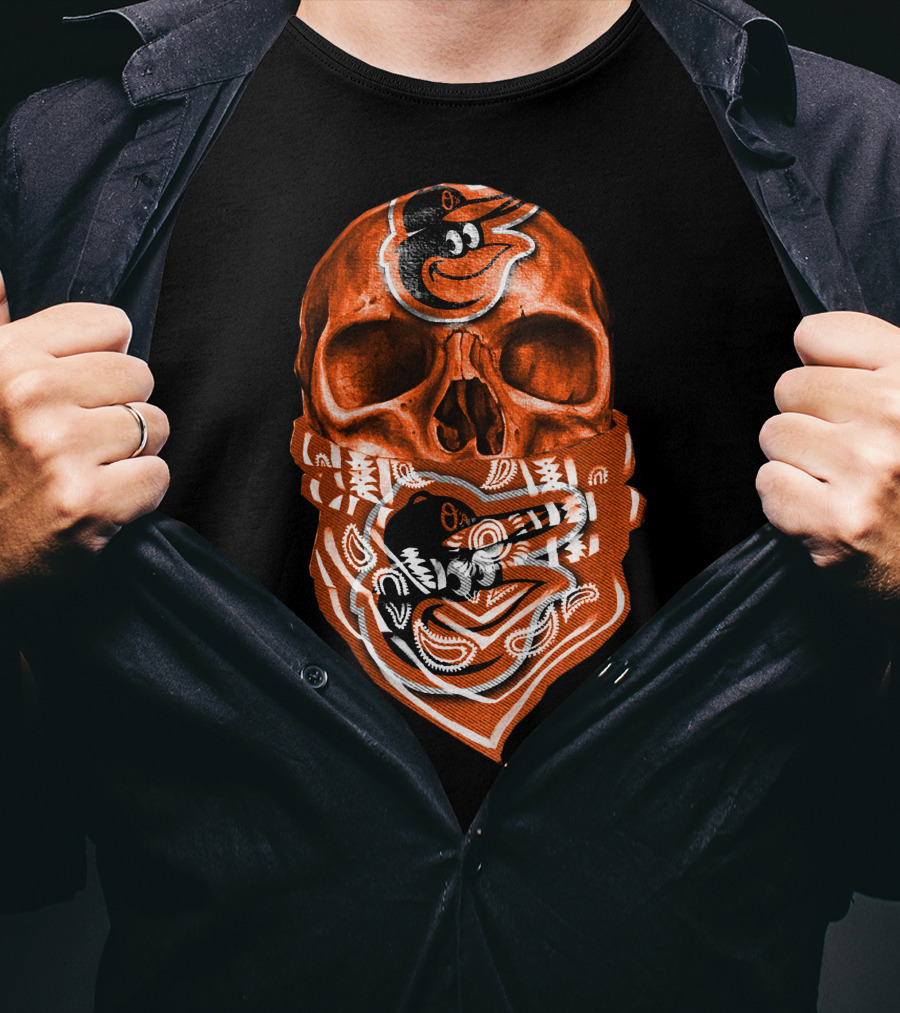 Skull Bandana V5 Baltimore Orioles T-Shirt