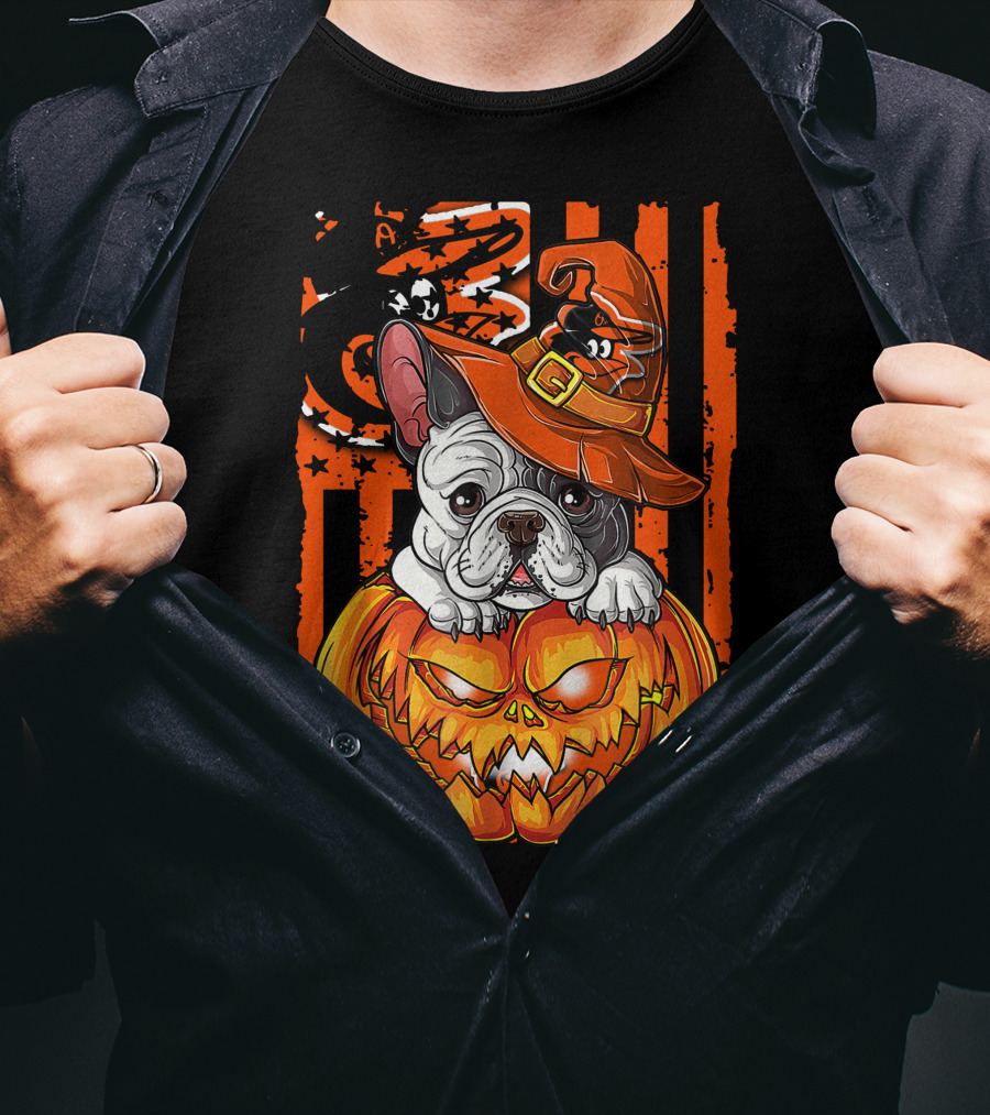 Hlw Bulldog Halloween Baltimore Orioles Jack-o'-Lantern T-Shirt