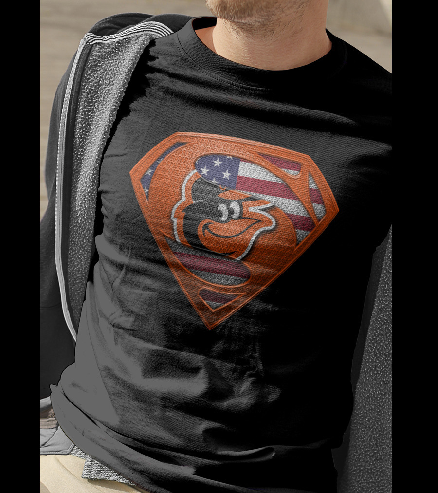 Superman Baltimore Orioles American Flag T-Shirt