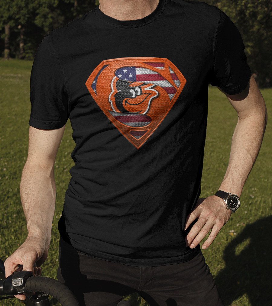 Superman Baltimore Orioles American Flag T-Shirt