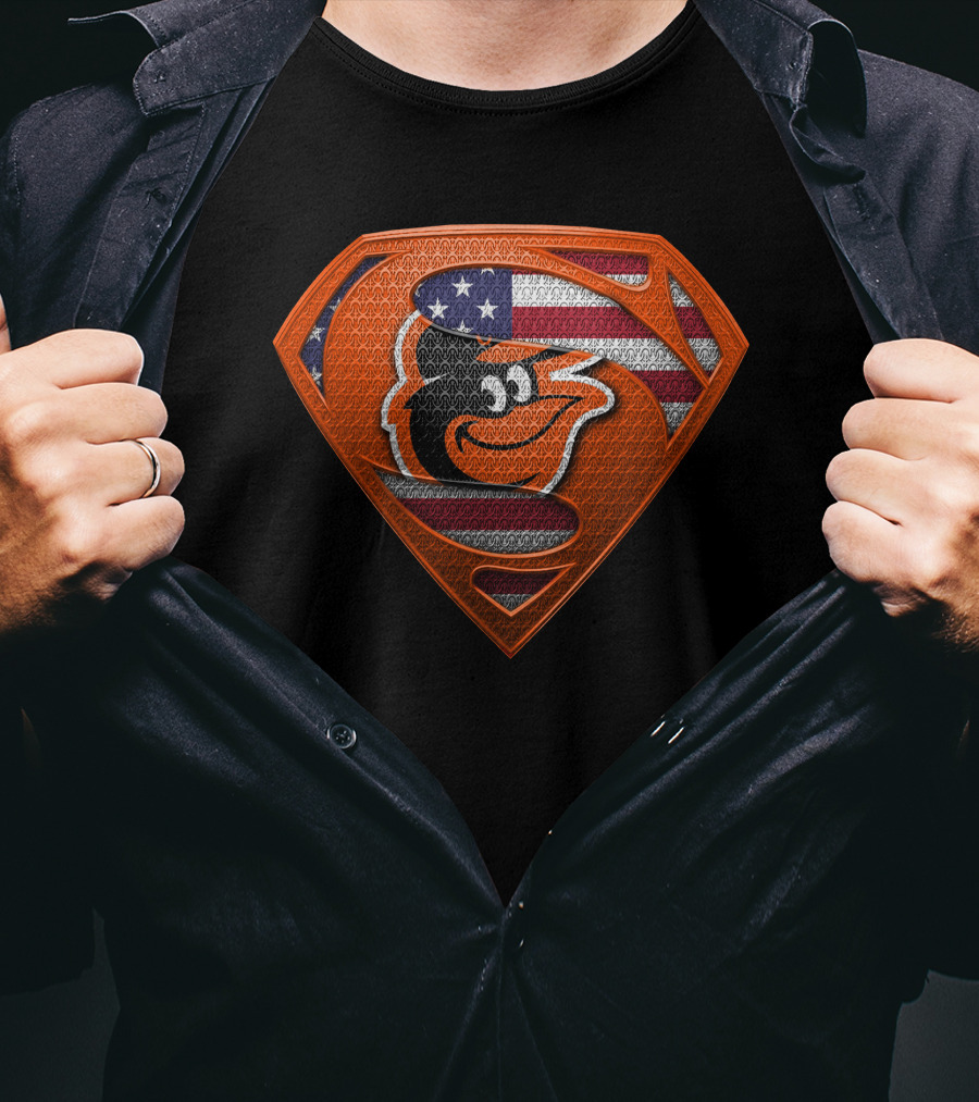 Superman Baltimore Orioles American Flag T-Shirt
