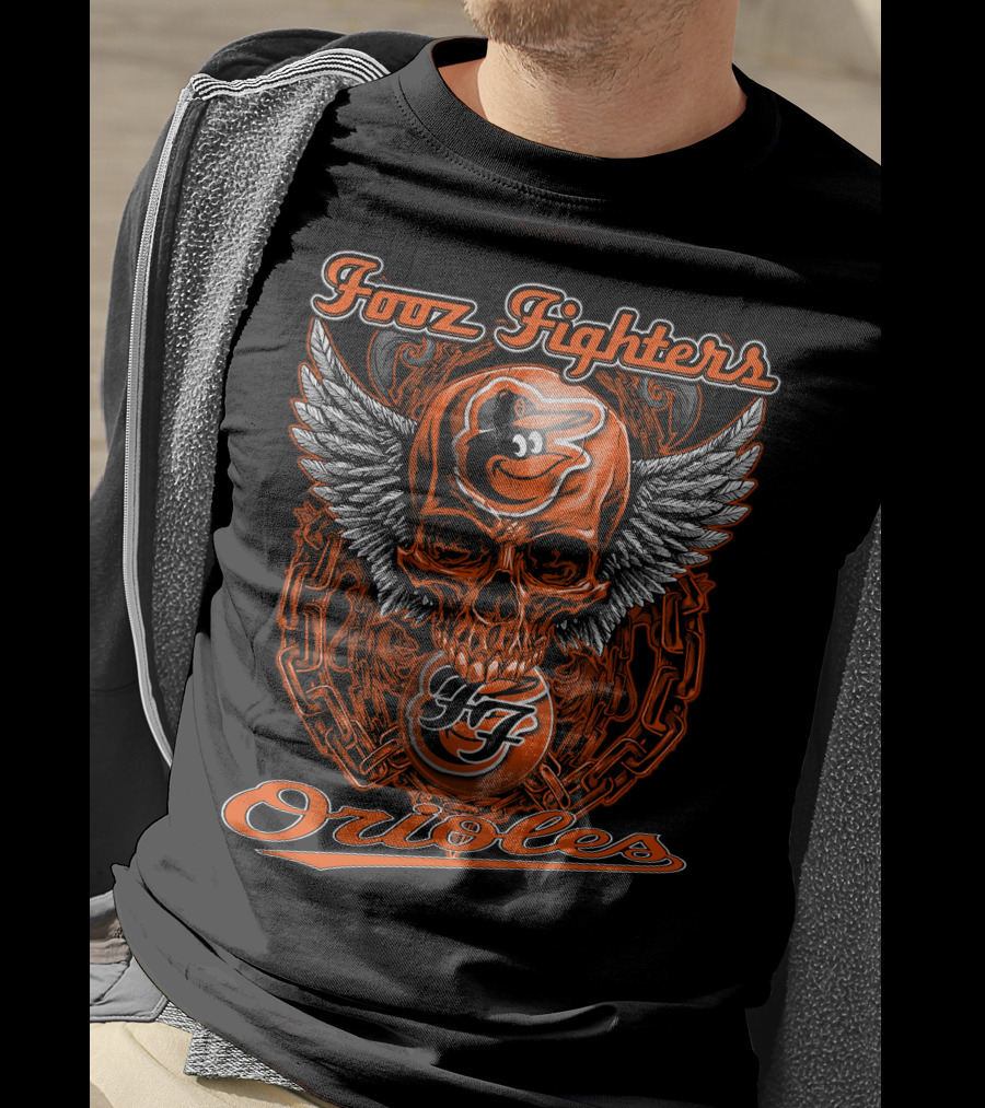 Foo Fighters Baltimore Orioles Skull Wings T-Shirt