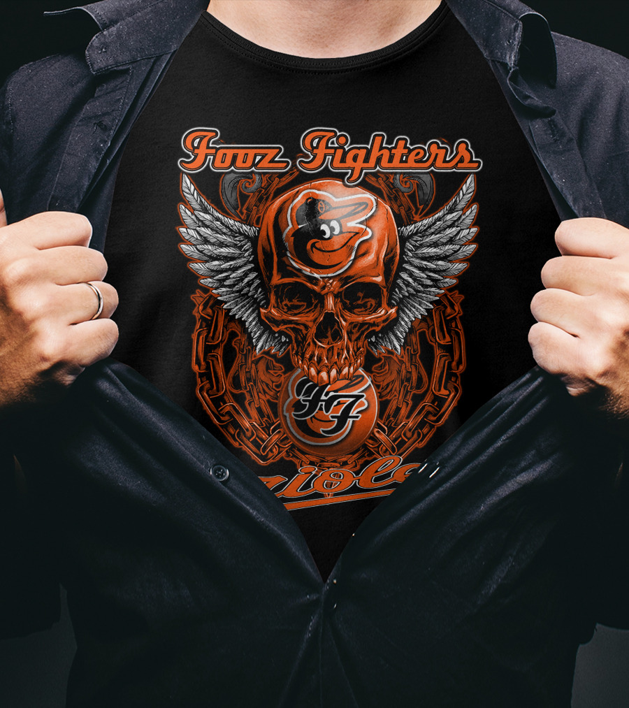 Foo Fighters Baltimore Orioles Skull Wings T-Shirt