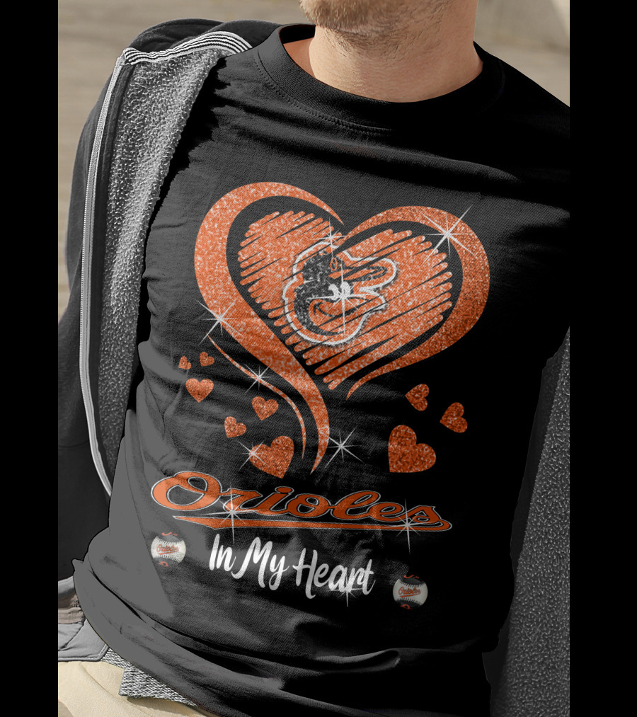 Orioles Heart Sparkle Baltimore Orioles In My Heart T-Shirt