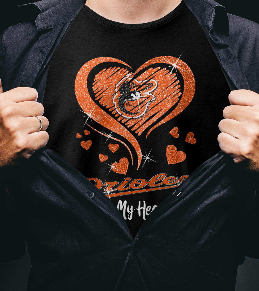 Orioles Heart Sparkle Baltimore Orioles In My Heart T-Shirt