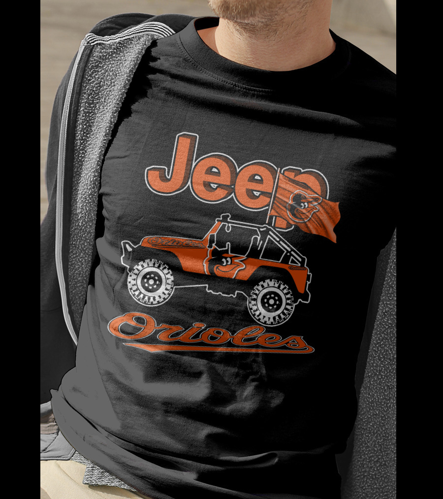 Jeep Orioles Baltimore Orioles Logo Jeep Wrangler Baseball T-Shirt