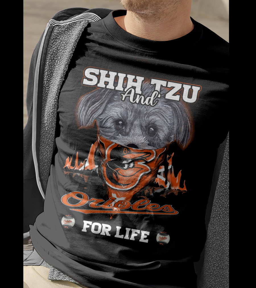 Shih Tzu And Orioles For Life Orioles T-Shirt