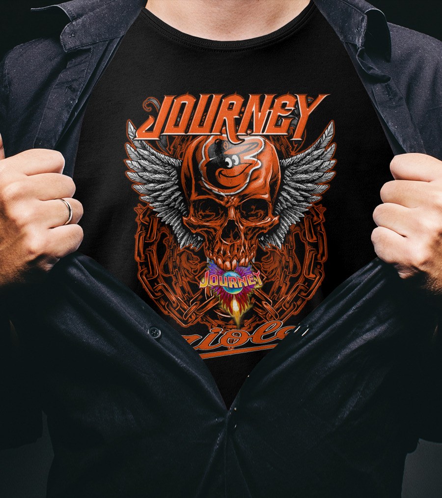 Journey Baltimore Orioles Skull Wings T-Shirt