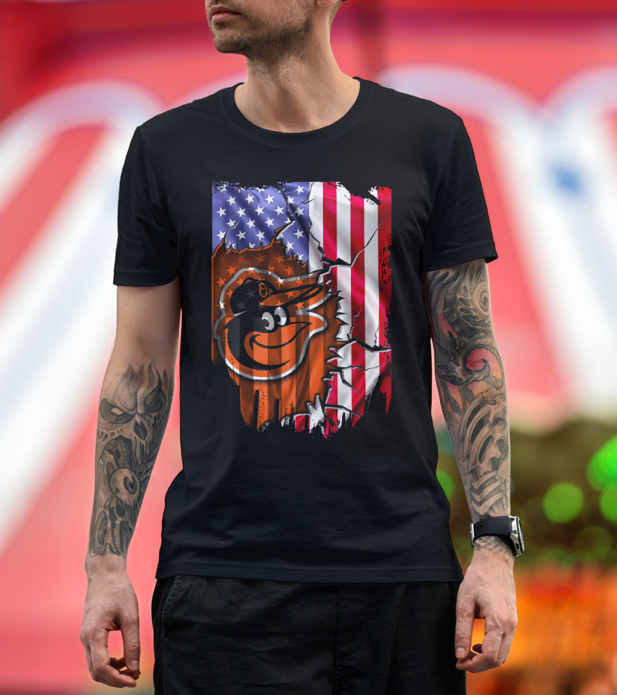 American Flag Baltimore Orioles T-Shirt