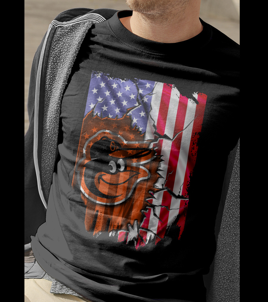 American Flag Baltimore Orioles T-Shirt