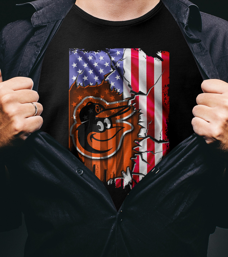 American Flag Baltimore Orioles T-Shirt