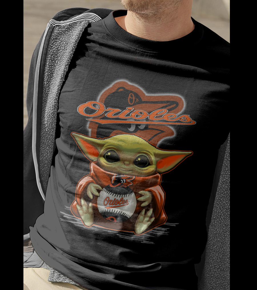 Orioles Baseball Yoda With Team Logo And Cap T-Shirt